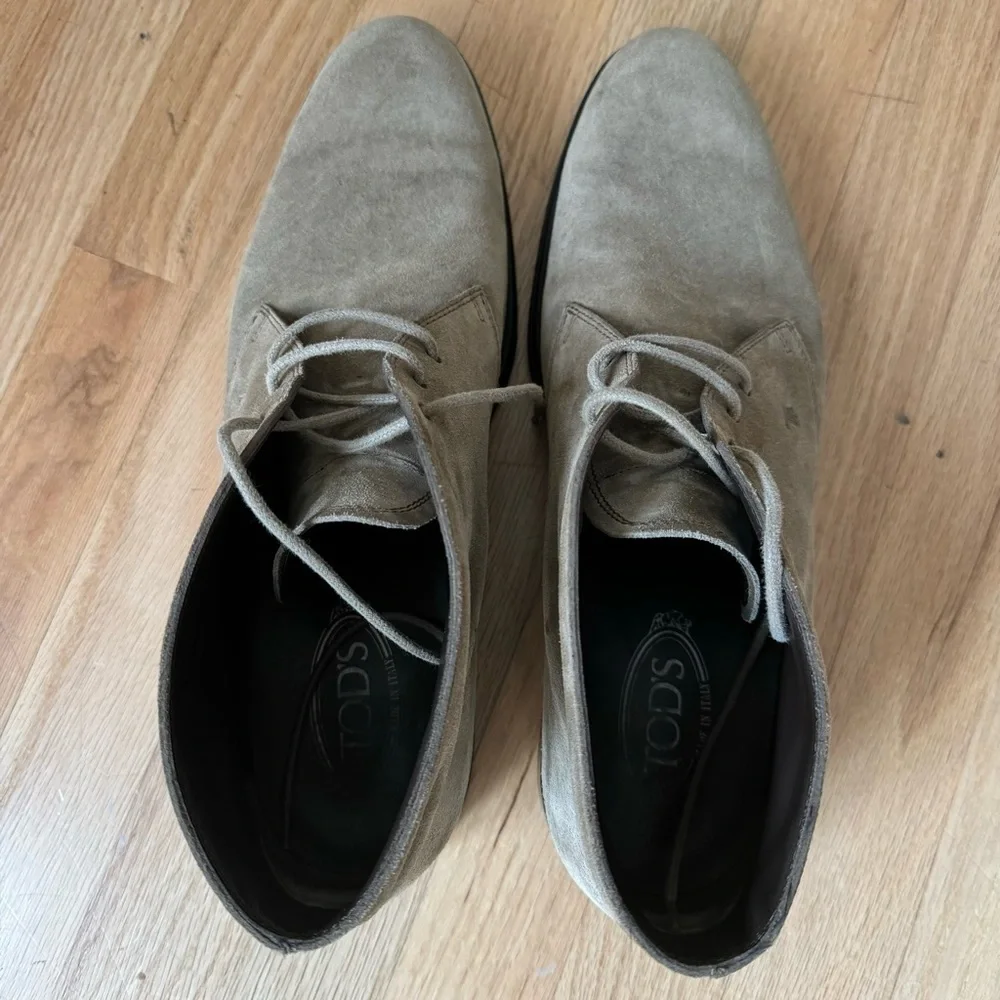TOD’S Suede Peat Desert Ankle Boots Rubber Soles Lace Up Casual Luxury Heritage